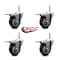 Service Caster 35 Inch Maroon Polyurethane Swivel 34 Inch Threaded Stem Caster Set with Total Lock Brake SCC-TSTTL20S3514-PPUB-MRN-34212-4 - alternate 4